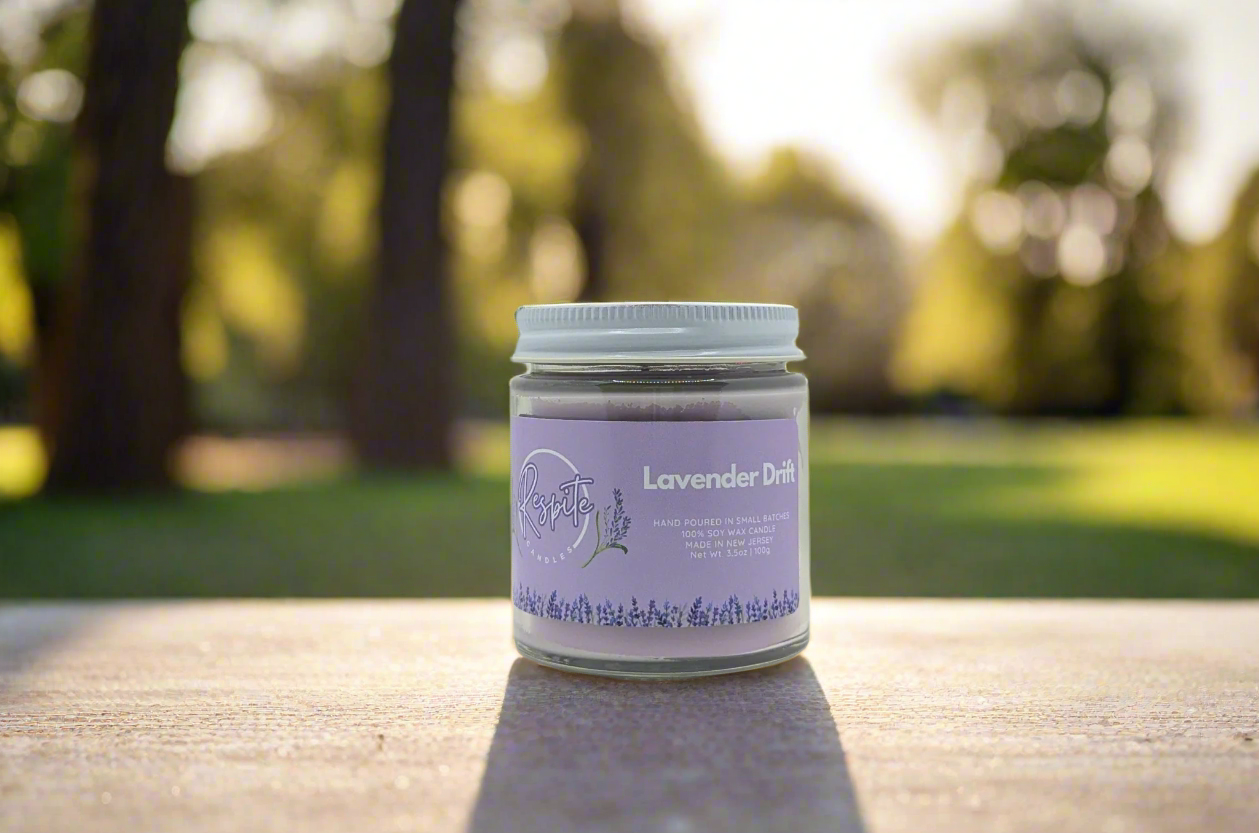 Jar of lavender drift on a white background