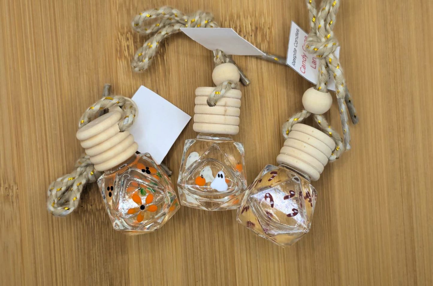 Hand-Painted Hanging Glass Car Diffuser